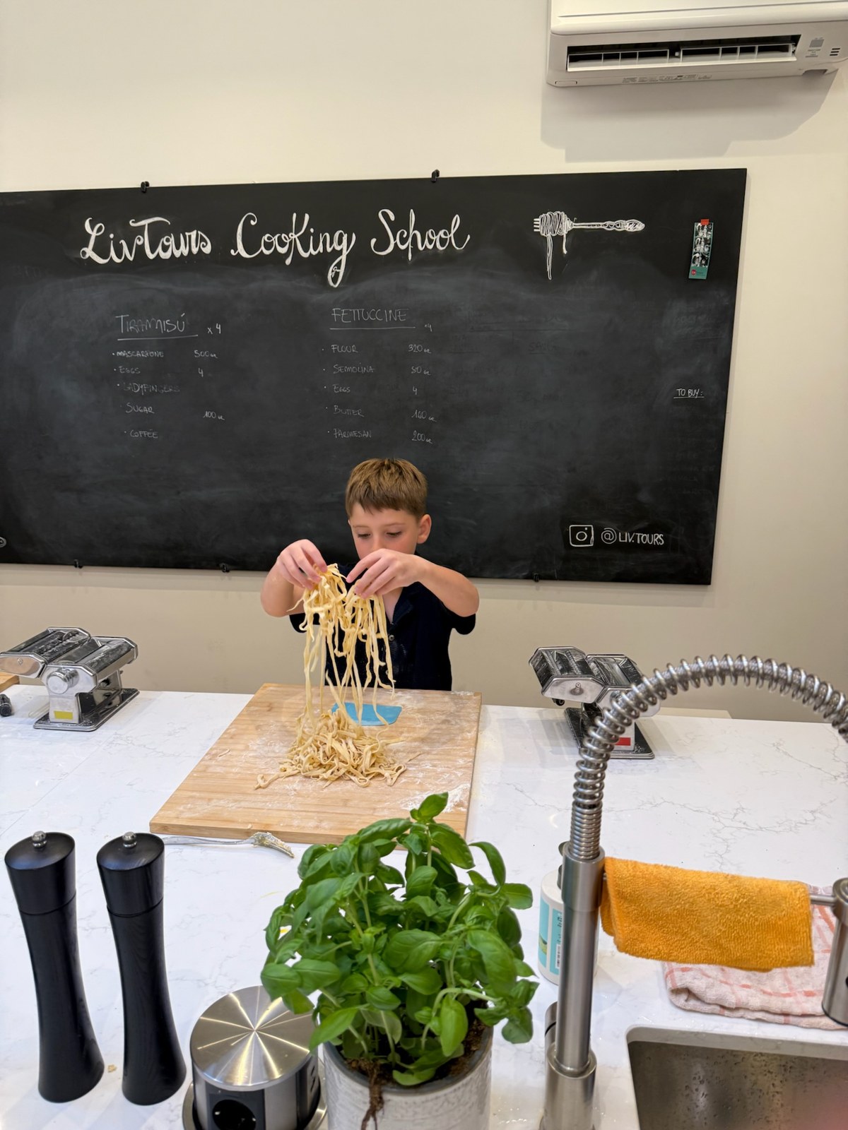 Fresh pasta made during a cooking class in Rome